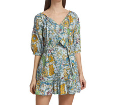 NWT $295 SUZIE KONDI Vari Batik Ruffle Mini Dress in Paradise Blue – size XS!