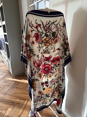 Chic Italian Women 100% Soft Silk Kaftan, Resort Wear Floral, Printed Kaftan