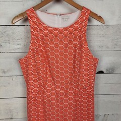 Gap 8 Dress Womens Shift Orange Geo Scoop Neck Stretch Pockets office Easter