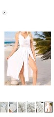 SeaSpice White Lace V-Neck Halter Dress