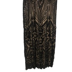 Leyidress Sexy Sequins Trumpet Mermaid Dress Black Short Sleeve Long Formal 14