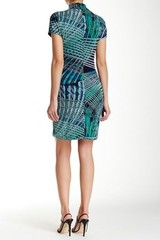 NWT Grayse Erte Graphic Mock Mesh Dress M $395 Cool Art Deco Design!