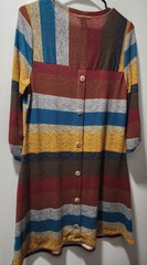 Robert Louis Womens Striped Knit Fall Colors Dress. Accent Buttons, Pockets M