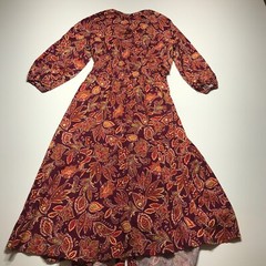 Harlow & Rose Dress Womens Medium Floral Paisley Maroon-Orange Summer Midi
