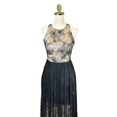 JS Collection Black Lace Maxi Dress Sheer Skirt High Slit Racerback Cutout Gown