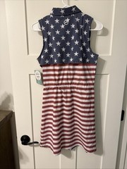 Magellan Outdoors Dress Women’s XS Flag USA Red White Blue Classic Fit UPF New