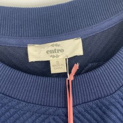 Entro Size Small Blue Textured Pullover Mini Pleated Sweatshirt Tiered Dress NWT