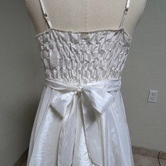 Vintage Handmade Fairy Dress Satin Ivory Bow Bubble Hem Romantic Bridal S
