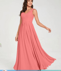 LAVETIR A-Line/Princess Chiffon V-Neck Sleeveless With Pleats Floor length Bride