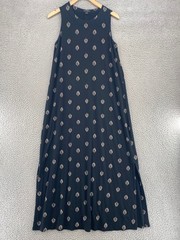 J Jill Dress Womens Small Wearever Black Batik Side Slit Maxi Tank Stretch Knit