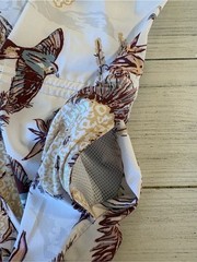 Columbia Floral Botanical Bird Print Dress with Adjustable Waist | Size Large