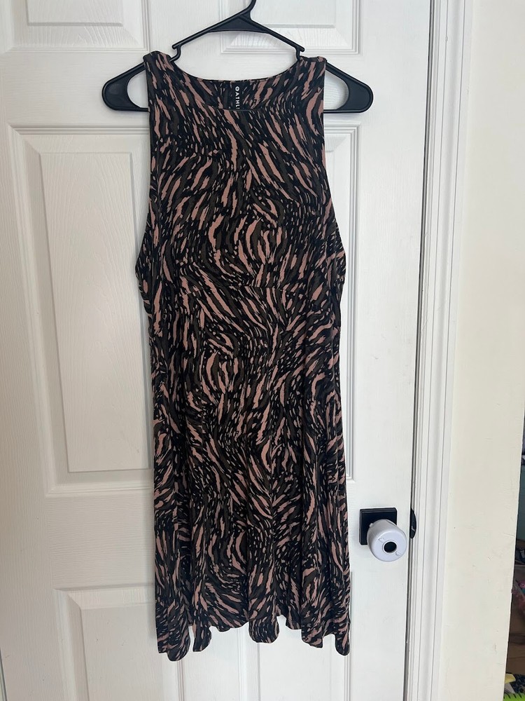 Athleta Women&rsquo;s Large Sleeveless Midi Dress Abstract Camo Print Stretch