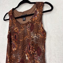 Vintage Y2K Elementz Maxi Dress M Chiffon Sheer Floral Paisley Overlay Ruffle