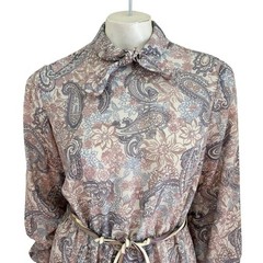 Vintage 70s BLEEKER STREET Floral Paisley Midi Dress with Corded Belt WOMEN&rsquo;S 8