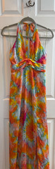 NWT OLIVACEOUS WOMENS HALTER NECK MAXI LONG DRESS SIZE LARGE MULTICOLOR