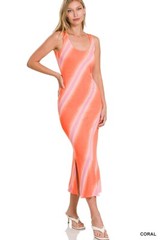 Women&rsquo;s Diagonal Print Sleeveless Midi Dress S M L XL