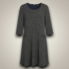 Talbots Womens Dress Tweed Sz 8 Dark Blue White Speckled Office Chic Modest