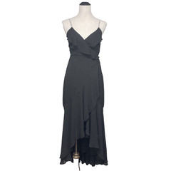 Express XS Black Rhinestone Strap Ruffle Hi-Lo Dress Cocktail Evening Y2K Style