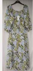 MARKS & SPENCER GREEN MIX PATTERNED MIDAXI BEACHWEAR DRESS SIZE 10R BNWT