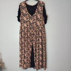 VTG Layered Dress Boho Cottage Fairy Dark Floral 90s Whimsical Goth Ren Faire
