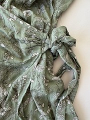 Final Touch Sage Green Floral Wrap Maxi Dress Spaghetti Strap Women’s Large