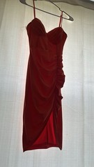 Privy Red Solid Ruched Sweetheart Bodycon Strappy Midi Dress Sleeveless S