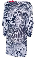 Papaya Cowl Neck Butterfly Sleeve Sexy Party Cocktail Dress Black & White Medium