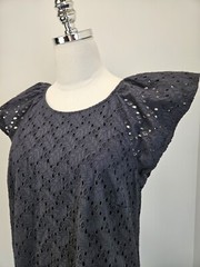 Hatley Womens Kaia Eyelet Black Dress Medium Cap Sleeves Pockets