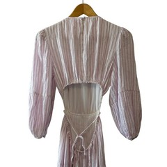 Cinq à Sept Lyle Cutout Striped Midi Dress Lilac White Cotton Blend Size 6 NWT