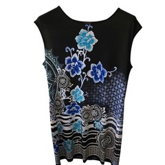 Chico&rsquo;s Sz. Xlarge Black/white/teal Shift Dress #7774