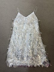 Untamed petals Mini Party Dress White Silver size Small