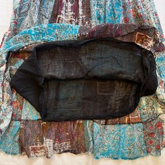 Solitaire Bohemian Patchwork Smocked Paisley Multi-Color Maxi Dress Size L