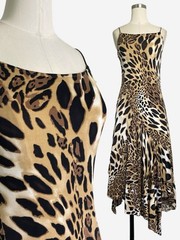 Vintage Y2K Newport News Leopard print asymmetric midi dress chic grunge rock S