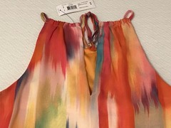 Bisou Bisou Flowing Chiffon Tulip Dress Sz 6 Bright Summer Colorful Go Go Fun