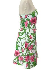 Nell Couture Dress Strapless Halter Floral Seersucker Accent Knee Length Size 6
