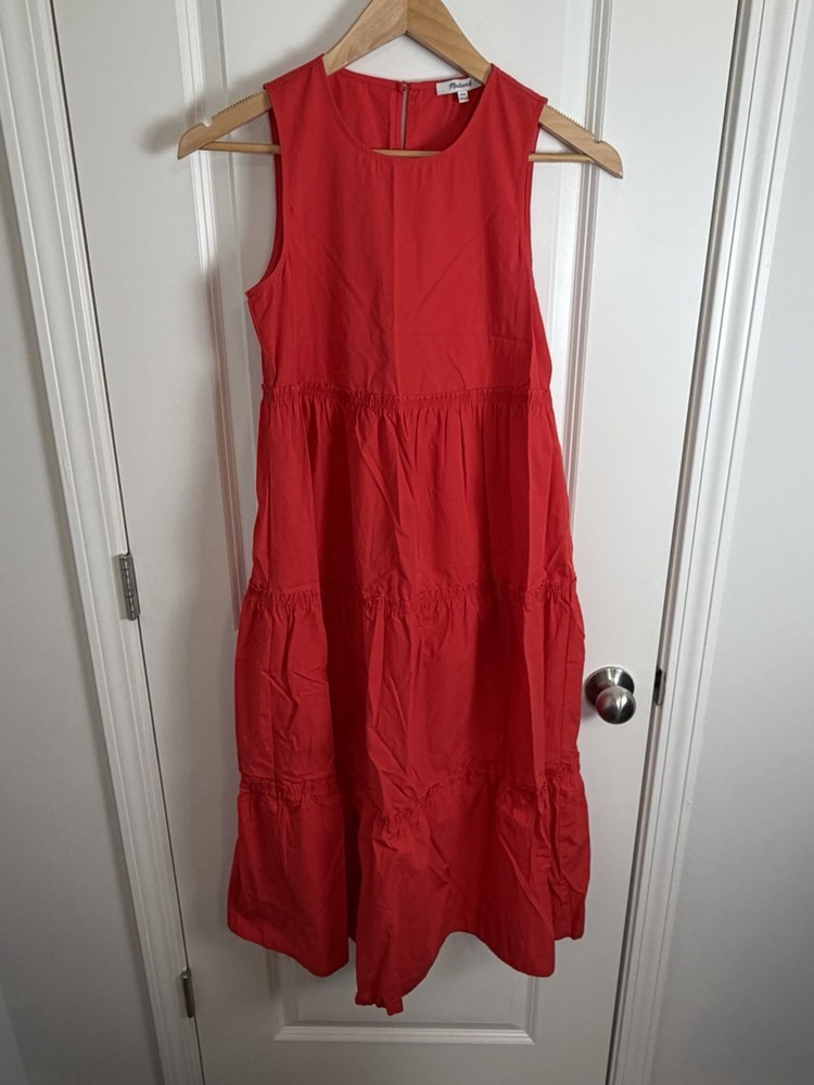 Madewell Women&rsquo;s Red Cattail Tiered Maxi Dress, Made In Vietnam, XXS
