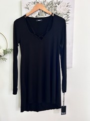 Michael Lauren Leroy Shirt Dress Black Long Sleeve Lace Criss Cross Small NWT