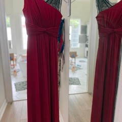 Bcbg red one shoulder maxi