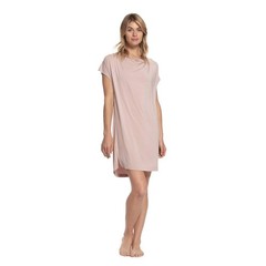 Barefoot Dreams CozyChic Luxe Milk Jersey Cowl-Neck Nightshirt in Faded Rose L