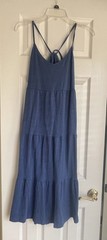 Old Navy Soft Blue Tiered Dress with pockets cotton midi to maxi Petite Small