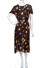 Prada Archival Fall/Winter 2000 Ready-to-Wear Silk Georgette Pansy Print Dress