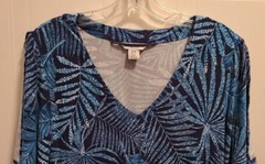 Tommy Bahama Women&rsquo;s V-Neck Short Split Sleeve Stretch Maxi Dress Blue Palms S