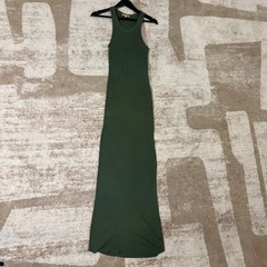 Citizen Cotton Green Ribbed High-Neck Tank Maxi Dress