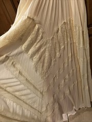 INA Dress Womens Large Pale Yellow Pleated Maxi Deep V Formal Wedding Evening