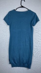 Moral Fiber Dress Womens Large Blue Knit Lace Up V Neck Sweater Hi Low
