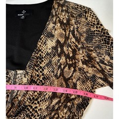 Ronni Nicole Midi Dress Womens 10 Black Taupe Animal Print Stretch Pull Over NWT