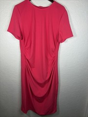 Maggy London Kina Below The Knee Short Sleeve Sheath Dress, Pink, Size 18