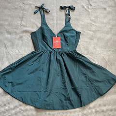 New The Occasion By Old Navy Fit And Flare Mini Dress Small Petite SP Prom Green