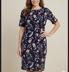 Karin Stevens Sheath Shift Dress S All Over Embroidered Academia Office Career