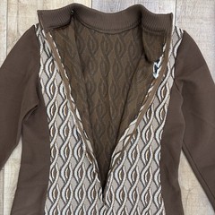 Vtg Womens Bleeker Street Brown Geometric Dress Sz 14 (M/L) Mod Mad Men Retro